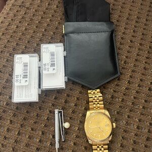 Men accessory lot mechanical pencil tie clip pocket scarf watch